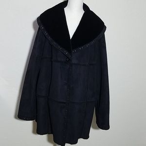 Black faux leather coat